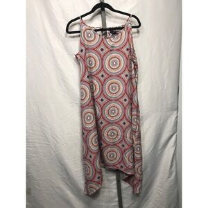 Gap Women's XL Geometric Print Sleeveless Asymmetrical Hem Dress Coral Blue